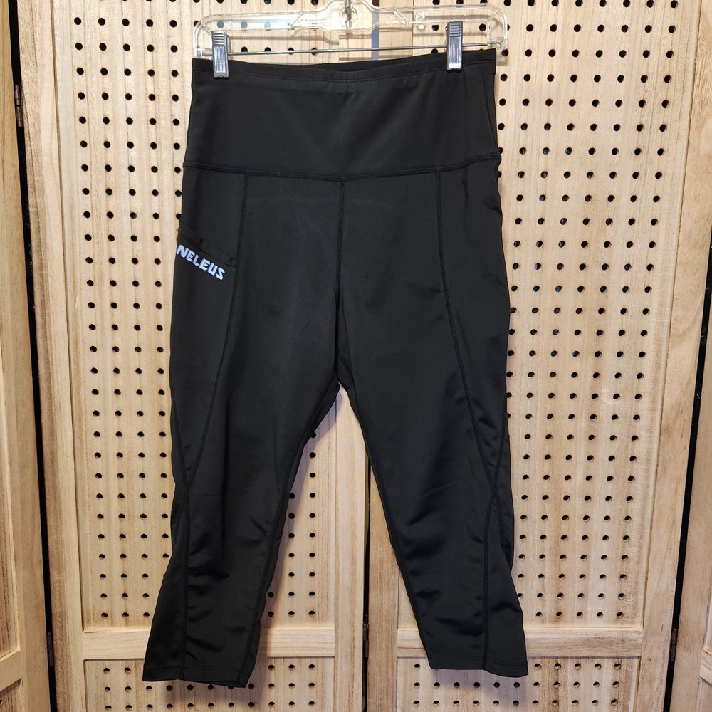 Neleus Womens Size XL Black High Rise Pocketed Active Capri Leggings‎ Workout